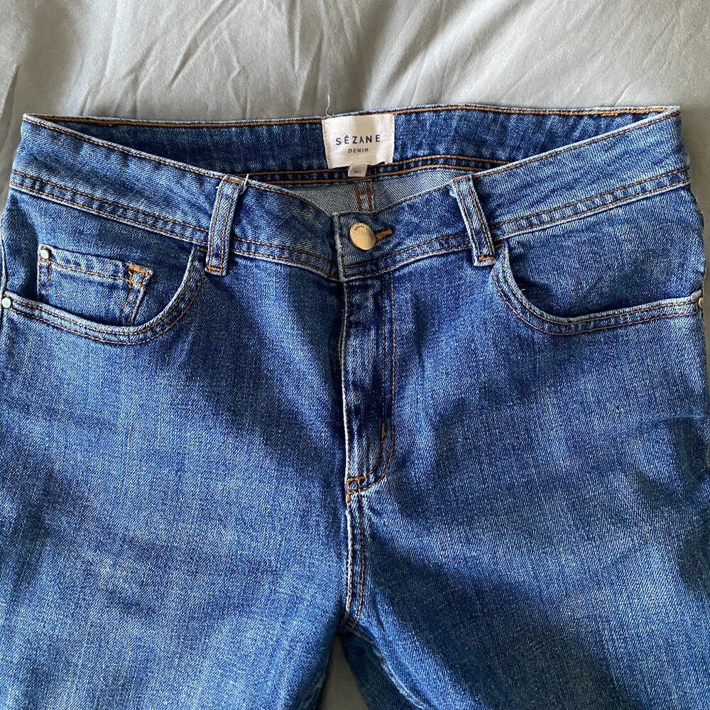 Sezane Blue Denim Ankle Jeans